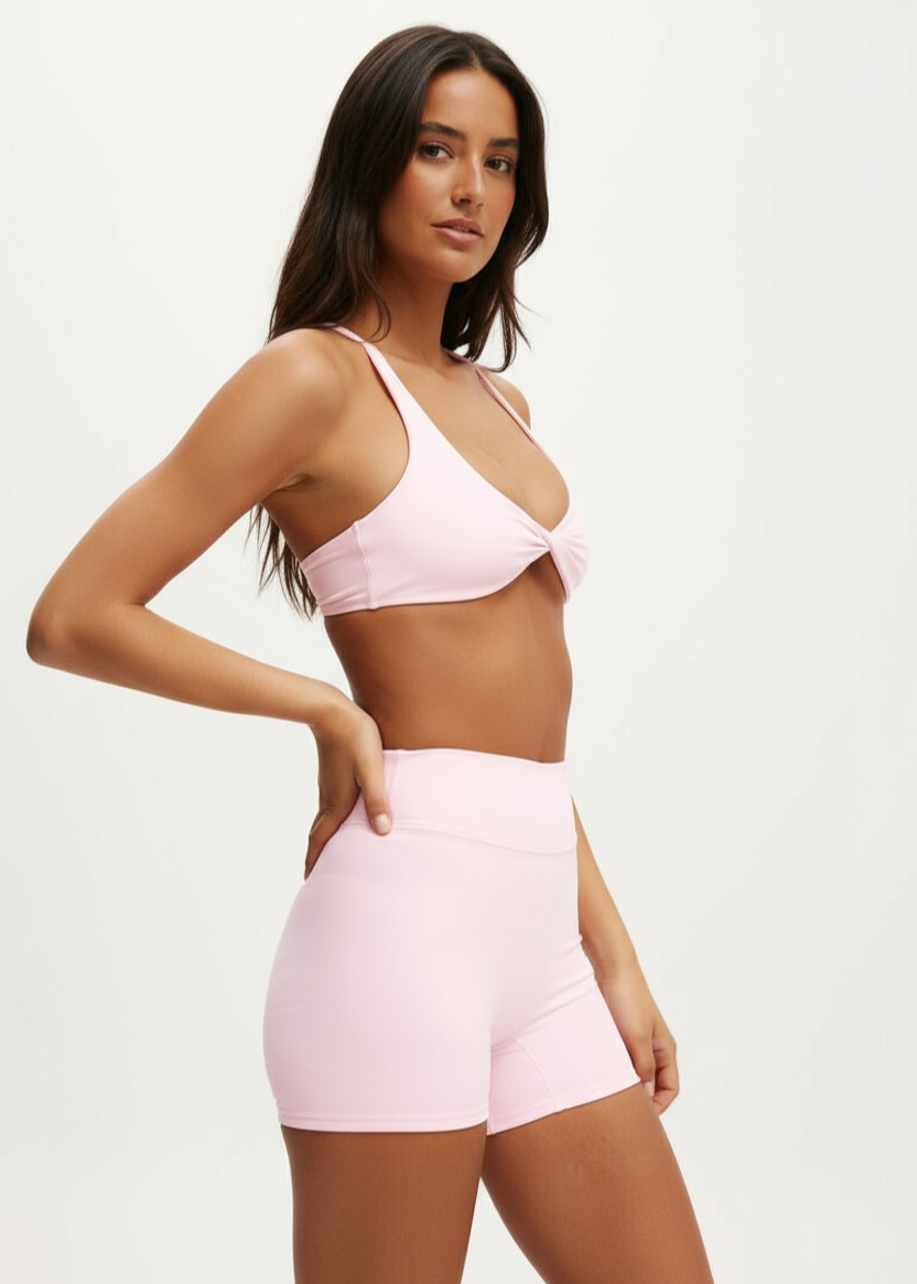 Push Up Twist Front Bra Top and Shorts Set